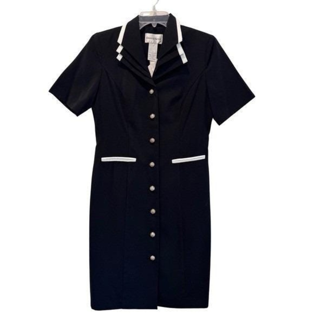 Danny & Nicole Dress Suit Black Short Sleeve Size 12 Retro Office Vintage New